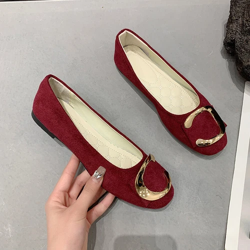 Women Flats Slip On Flat Shoes Formal Ladies Square Toe Classic Pumps Buckle - Bild 41 von 113