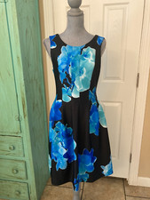 CALVIN KLEIN, STRETCHY, SLEEVELESS, FULLY LINED, FIT & FLARE DRESS, S-M