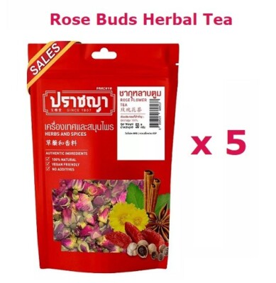 5 bags x Organic Dried Rose Buds Natural Herbal Tea 50g.