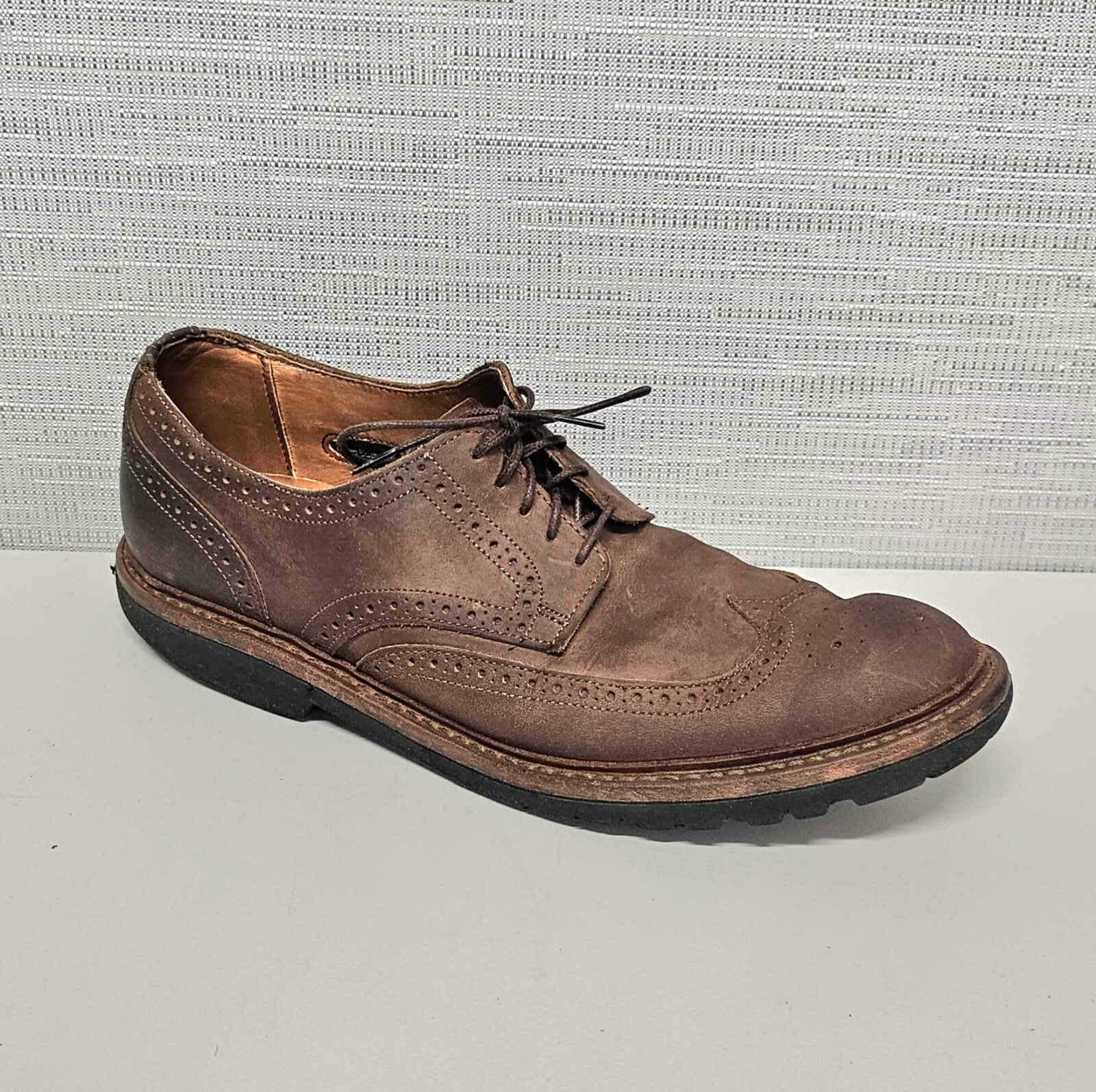 SAOLA Scarpe Oxford Allen Edmonds da uomo in pelle marrone mille querce a coda di rondine taglia 10 5 B