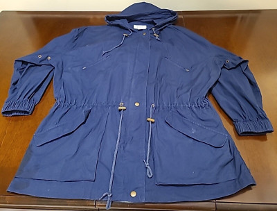 Vintage 80's Nordstrom Town Square Navy Blue Women's  Jacket Medium 100% Cotton