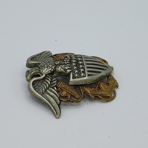 Vintage Navy Military Insignia Eagle Badge 2-1/2" x 2-1/4" - Picture 6 of 10