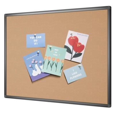 VIZ-PRO Cork Notice Board, 36 X 24 Inches, Bulletin Board Black Aluminium Frame