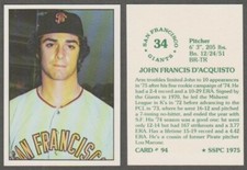 JOHN D'ACQUISTO-1975 SSPC # 94-SAN FRANCISCO GIANTS P-45 YEAR OLD COLLECTIBLE 