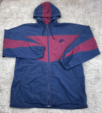 Vintage Nike Jacket Men XL Champs Exclusive Air Windbreaker Hooded Navy Burgundy