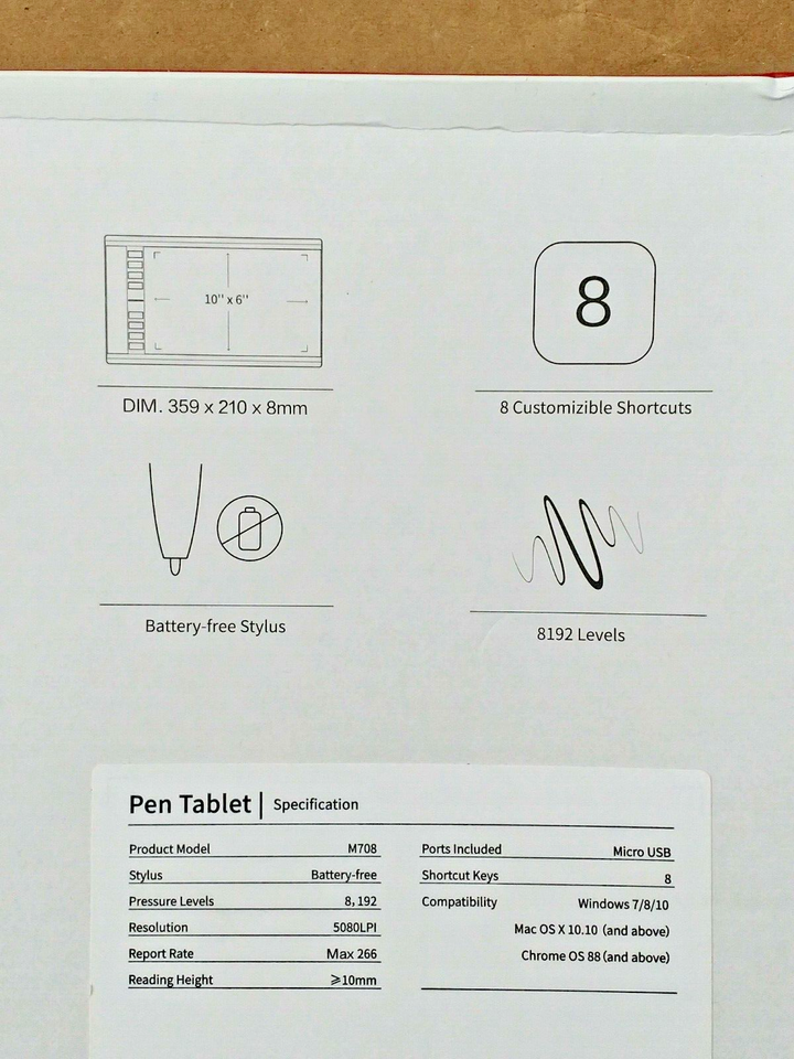 UGEE M708 Drawing Tablet (Pen not included) eBay