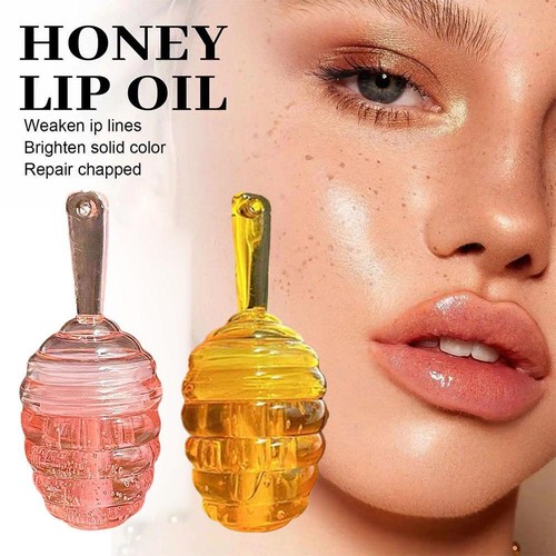 1x Cute Little Honey Pot Lip Oil Fruit Flavour Oil Balms Dry Chapped Gloss Lips - Picture 3 of 18