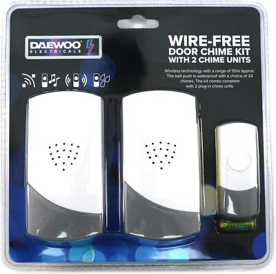 DAEWOO kabelloses kabelloses Türklingel-Set Glockenspiel Haus Akku ODER STECKERBETRIEB
