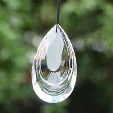 75MM Double Layer Teardrop Crystal Clear Faceted Prism Hanging Suncatcher Decor