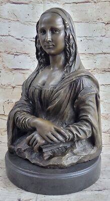 100% Solid Bronze Mona Lisa Sculpture Statue Figure  Classic Masterpiece Deal