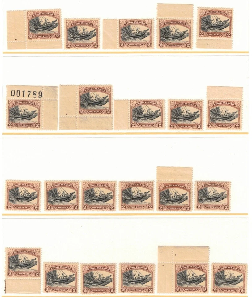56 estampillas de canoa doble de las Islas Cook como nuevas MNH Foto 2 de 3