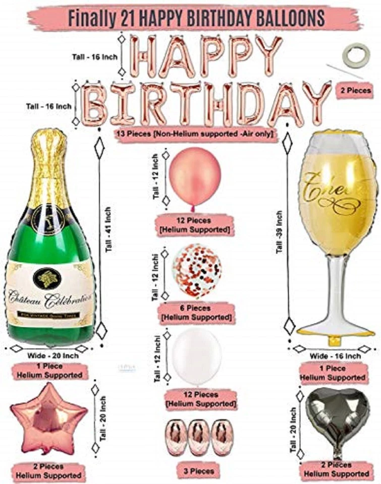 21 Años Niña Cumpleaños Decoraciones 21ª Niña Cumpleaños Faja Oro Rosa SPSS INNOVADOR Foto 2 de 4