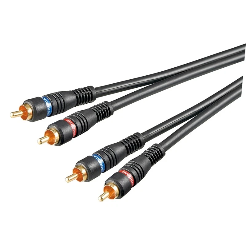 Hochwertiges Audio-/Video-Kabel 1,5m beidseitig 2x Cinch-Stecker vergoldet schw.