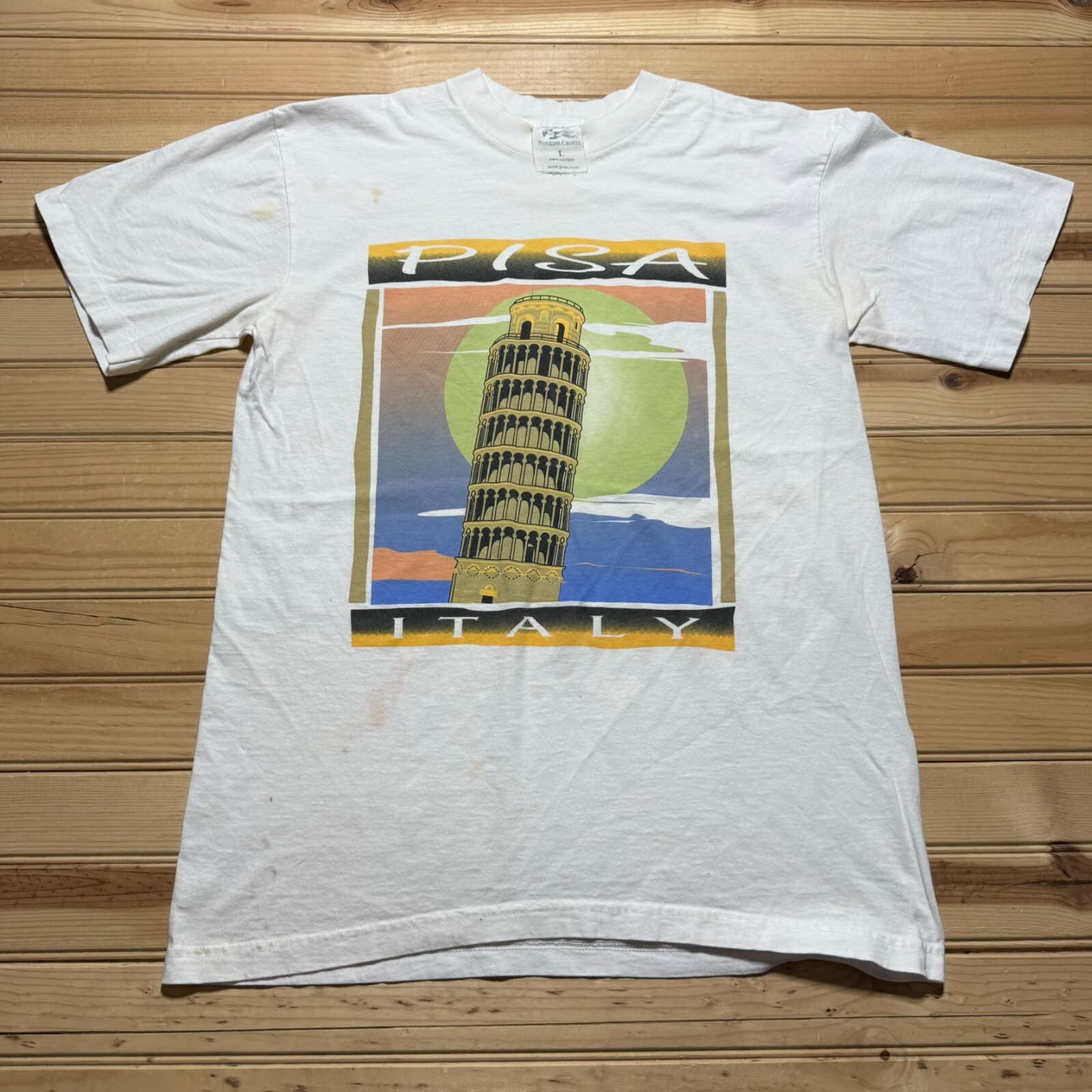 Vintage 90s Leaning Tower Of Pisa Italy Art Travel Single Stitch Shirt - Large