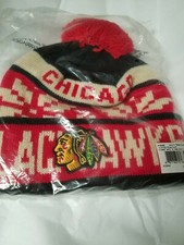 Chicago Blackhawks Hockey Cuffed Pom Knit Toboggan by Reebok T11