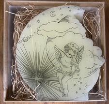 Cloene Hand Etched Candle Celestial Vintage Made In USA Angel Scented NIB
