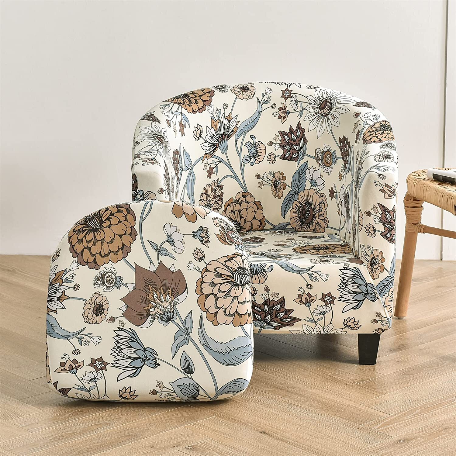 2Piece Elastic Stretch Tub Chair Cover Printed Armchair Bucket Chair