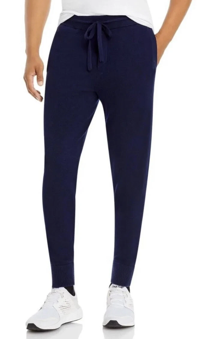 The Mens Store L90820 Mens Navy Drawstring Wool Blend Joggers Size M