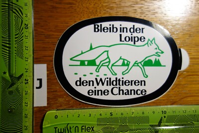 Alter Aufkleber Umwelt Wildtier-Schutz Skifahren BLEIB IN DER LOIPE