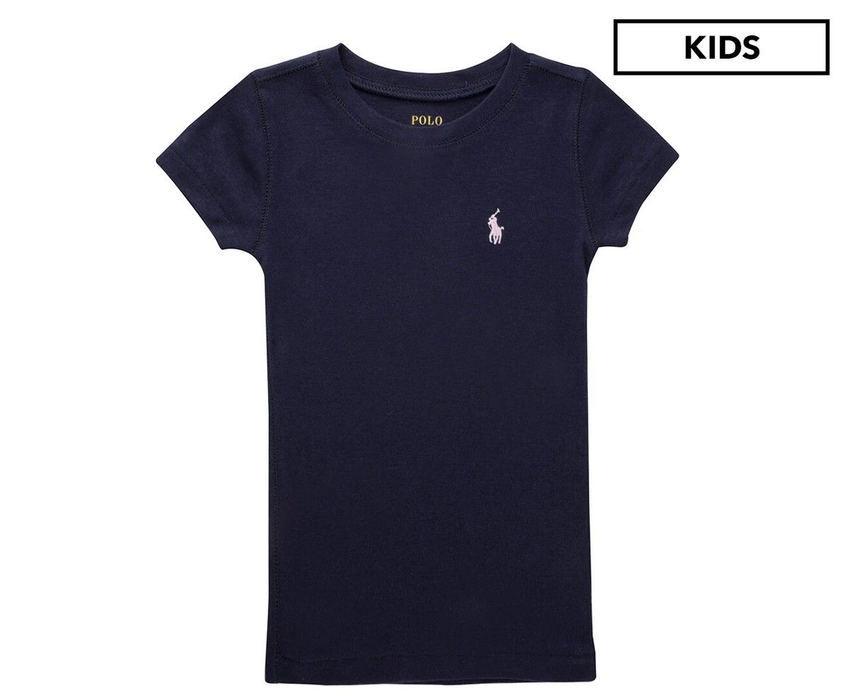 Polo Ralph Lauren Girls Knit Cotton French Navy SS Crew Neck Tshirt NWT