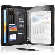 Portfolio Binder, Padfolio Organizer, 3 Ring Binder with Zipper
