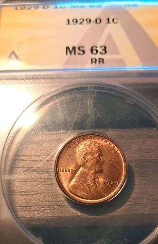 1929 D  Lincoln Wheat Cent ANACS MS 63 RB