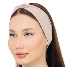 Women's Hair Stretchy Twist Headbands, Solid Color, Non-Slip for 1 Size Beige