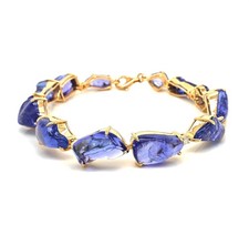 EXTRA LARGE 94.26CT DIAMOND & AAA TANZANITE 18K YELLOW GOLD MULTI SHAPE BRACELET