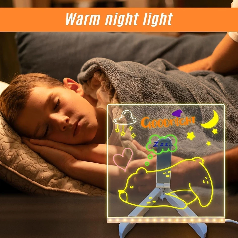 LED Note Board with Colors, Acrylic Dry Erase Board with Light, Illuminated - Image 3 of 4