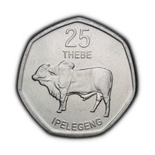 BOTSWANA. 2013, 25 Thebe - Zebras, Bulls Head, Brahman Bull Cow 1