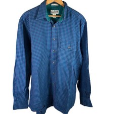 Vintage Sears Roebuck Mens Blue Plaid Long Sleeve Button Up Shirt Large