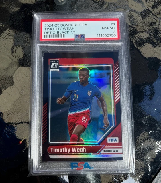2024-25 Optic Soccer Timothy Weah Black 1/1 Prizm TEAM USA 1 Of 1 World Cup PSA8
