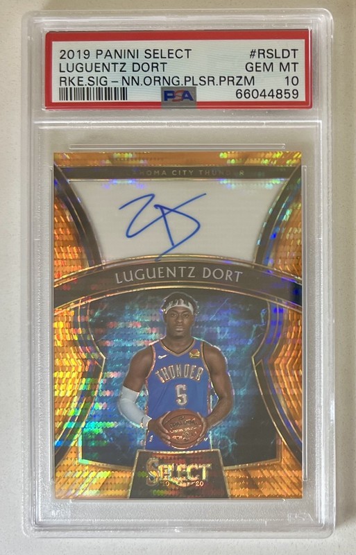 2019-20 Select Luguentz Dort Rookie Neon Orange Pulsar FOTL RC Auto #/35 PSA 10