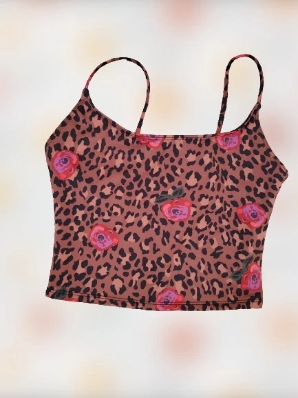 Camisola atlética corta con estampado floral de leopardo animal Onzie Foto 3 de 4