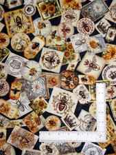Bumble Bee Fabric By The Yard Bees DAisy Flowers Honey Queen Bee Cotton by QT