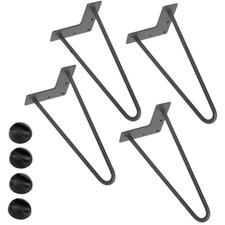 4x Gambe Piedi Tavolo Tavolino Mobili Sgabello 36cm Metallo Design Moderno Grigi