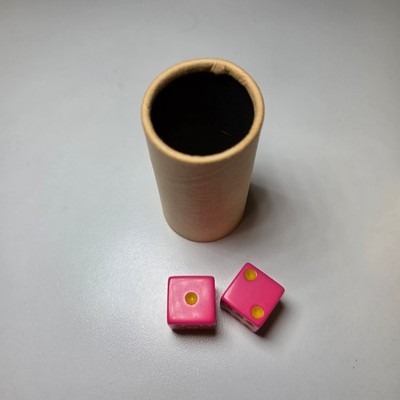 Vintage Parcheesi Pink Dice Shaker Cup and Two Dice Set Board Game Accessories
