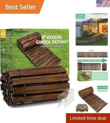 #ad 12#x27; Wooden Garden PathwayOutdoor Roll Out Cedar Straight WalkwayPatio Path ... $156.34