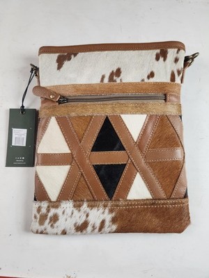 Myra Handbags Dakota Plains Hair-On Hide Canvas Bag S-6709