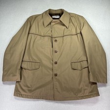 Vintage 70s McGregor Jacket Mens 46 Brown Car Coat Faux Fur Lined Made USA
