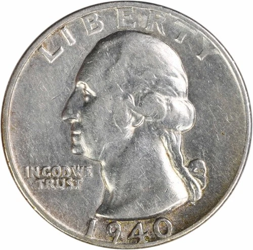 1940-D Washington Silver Quarter EF Uncertified #321