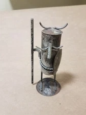 Folk Art Viking Figurine Steel Tin 5" Tall Metal Figure Decoration Spear Sheild