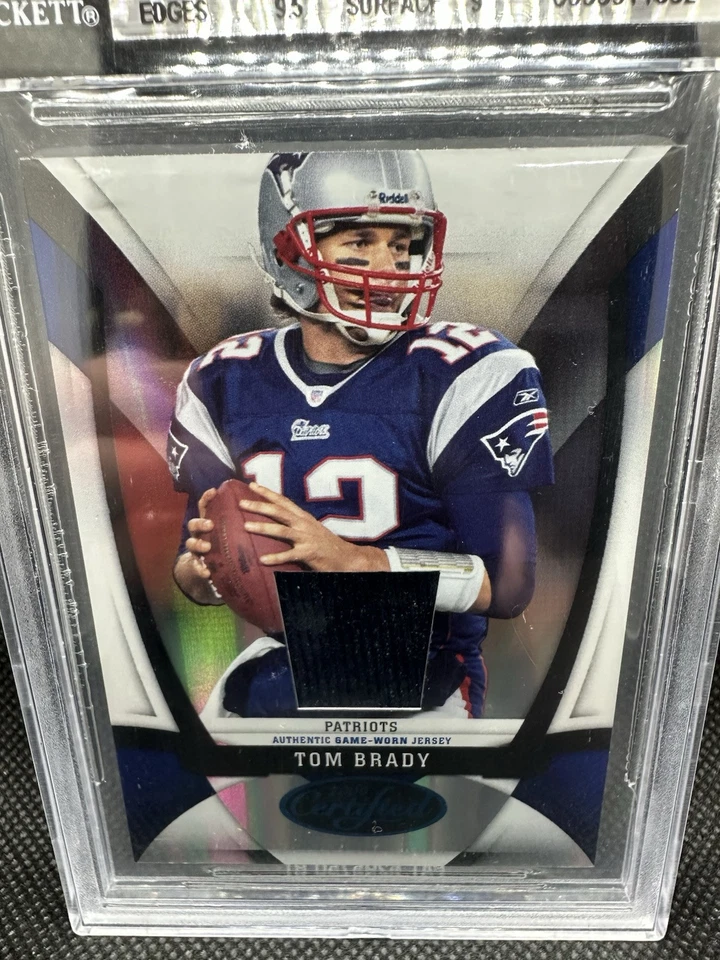 2009 Certified - Tom Brady #74 Mirror Blue Materials 1/100 - Image 2 of 4