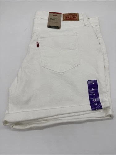 Levi's Women's White Mid Length Shorts Size 33, Slim Through The Hip
