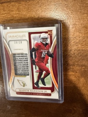 2024 Immaculate MARVIN HARRISON JR. RC PATCH LAUNDRY TAG #d 10/10 Cardinals