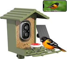 Smart Bird Feeder Camera with AI Species Identifier | Solar Powered, 2.5K HD Vid