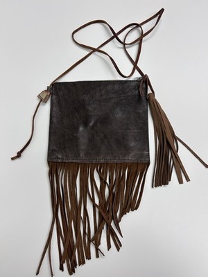 ZARA FRINGED SPLIT LEATHER MINI CROSSBODY BAG - SUEDE CLUTCH