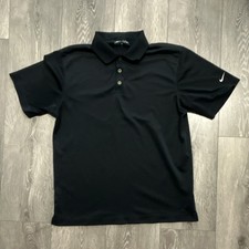 Nike Golf Dri-Fit Moisture Wicking Black Polo Shirt Men's Medium Short Sleeve