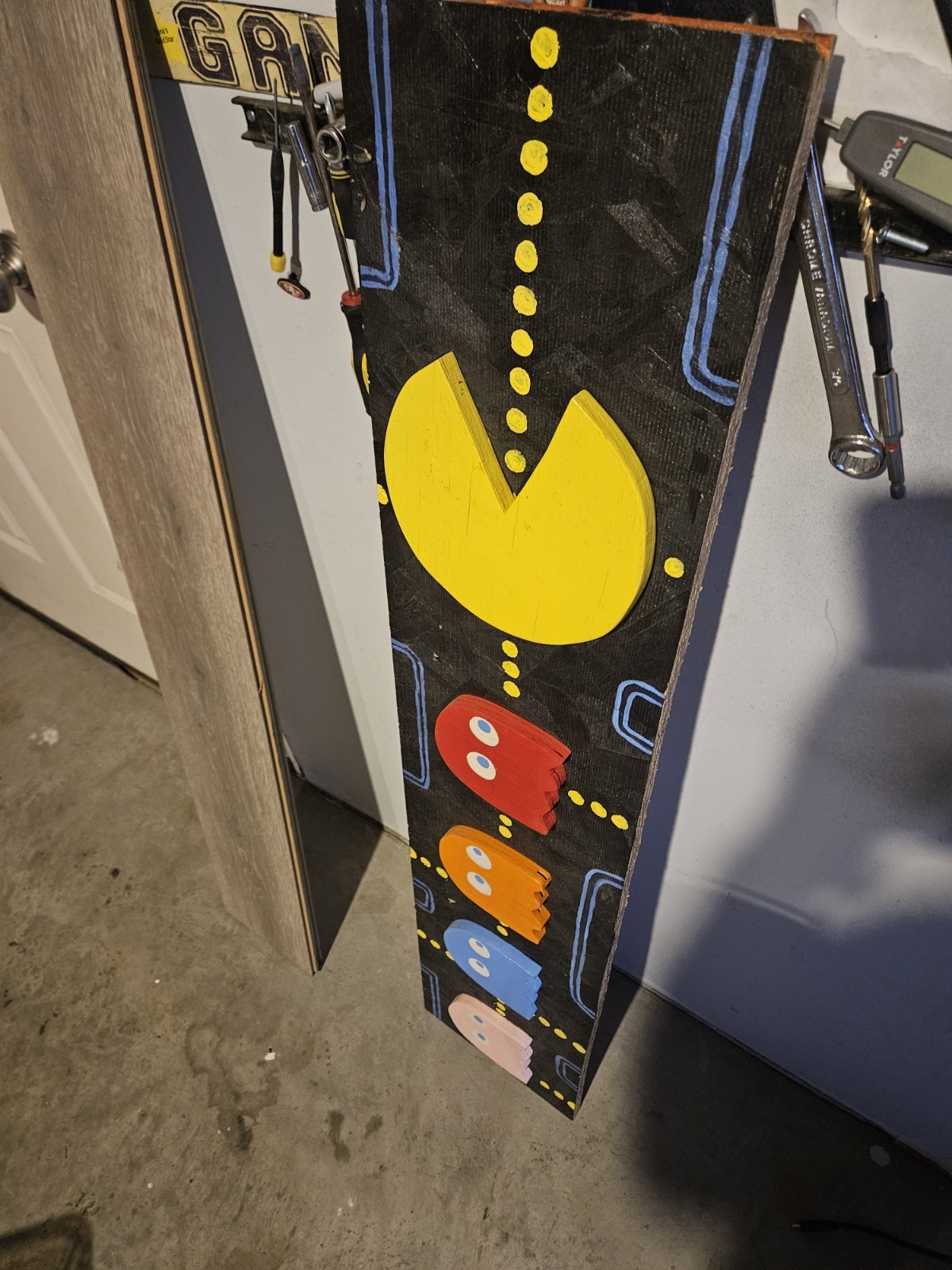 PAC MAN ARCADE GAME WOOD SIGNAGE COOL VINTAGE  ART CLASSIC RARE Great For Caves!