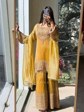 Bollywood Salwar Kameez Indian Designer Party Wedding Wear Sharara Suit Dress